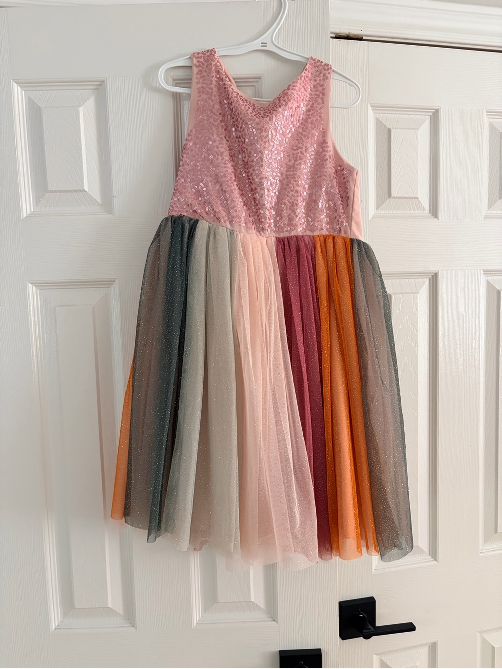 H&M Girls Pink Sequin Bodice Multi-Color Tulle Dress Girls 8/10